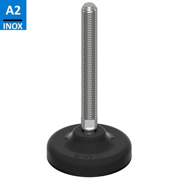 Martin Piede INOX A2 Base Plastica Snodato 30° Antiscivolo D.MM 85 M16/M20 - MARTIN